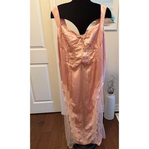PrettyLittleThing Dusty Pink Lace Trim Corset Midi Dress Plus Size 20 NWT